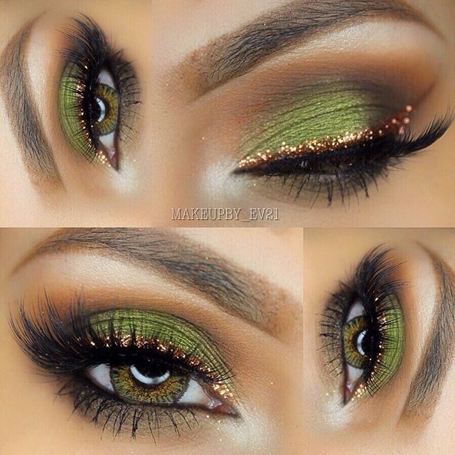 Love the green shadow and gold liner