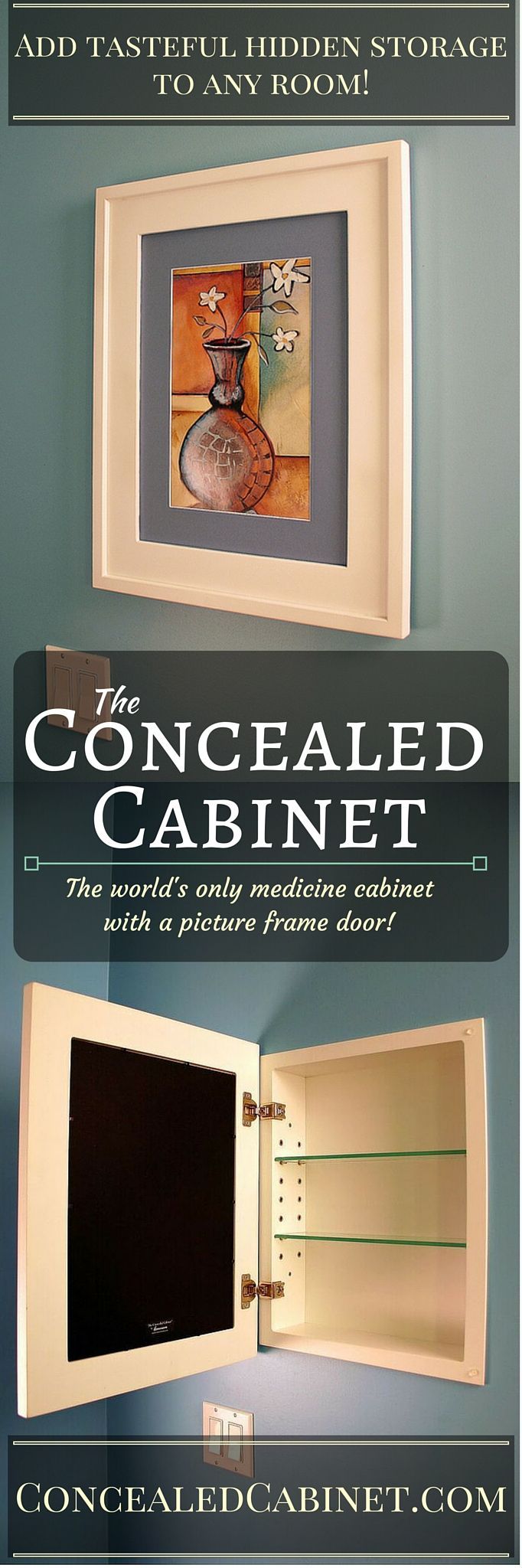 Once installed, our mirrorless medicine cabinets look & operate just like a picture frame hanging