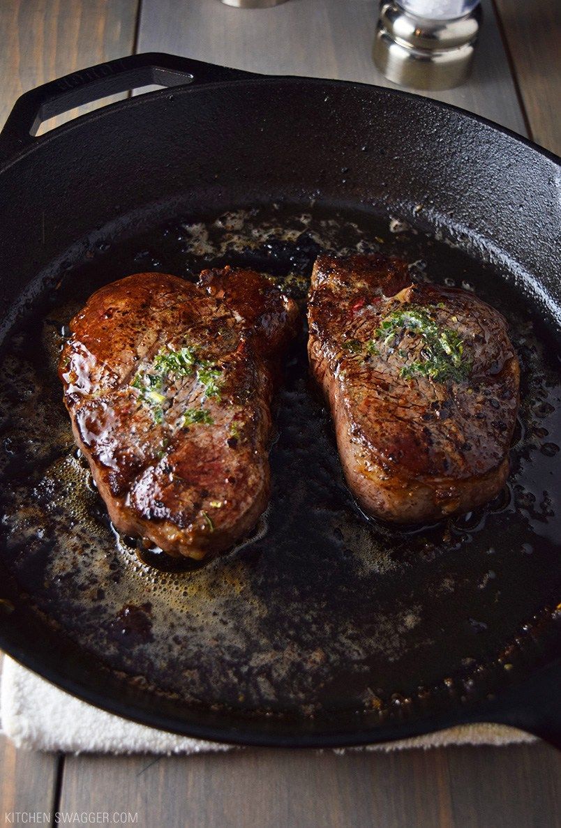 Pan-Seared Filet Mignon with Garlic & Herb Butter Recipe