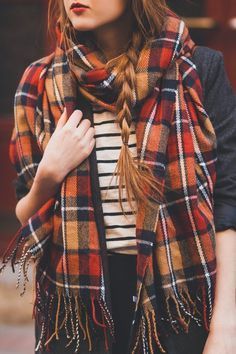 Plaid flannel scarf