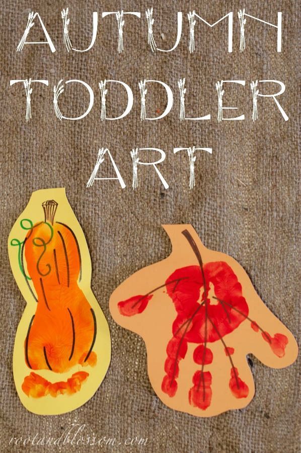 Rootandblossom: Autumn (Toddler Created) Banner – Handprint leaf and footprint squash