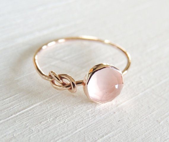 Rose Quartz Ring Rose Gold Ring Infinity Knot Ring by Luxuring
