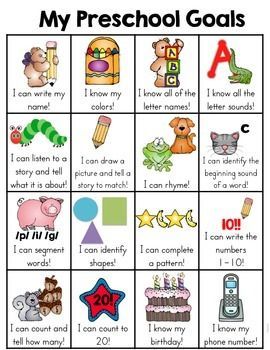 This preschool skill goal sheet is a one page sheet of typical skills that a preschooler may learn.  I