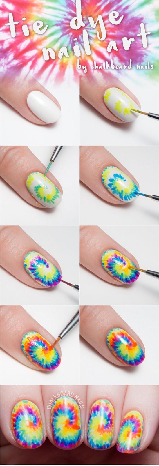 Tie dye nail art tutorial by @Chalkboard Nails – Fun DIY!