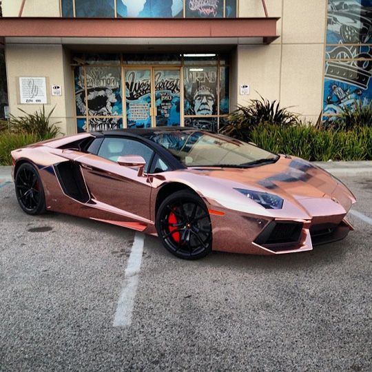 Tyga – Lamborghini Aventador Covered in rose gold Avery Dennison Supreme Wrapping Film by West Coast C