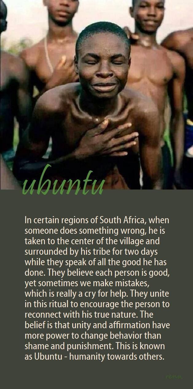 Ubuntu: a South African theory of ‘humanity towards others’, often used in a more philosophical sense