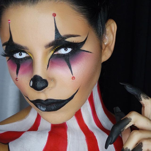 Wickedly cool clown makeup effect / Paired with all-white FX contact lenses ~ www.pinterest.com…