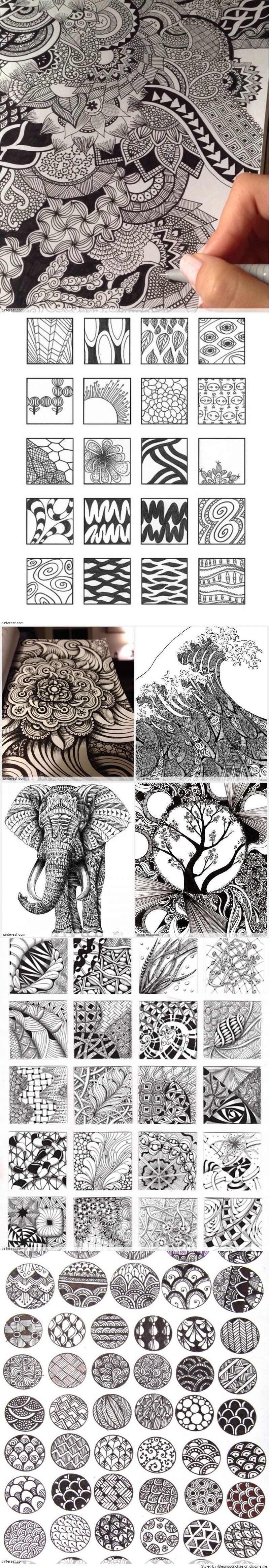 Zentangle Patterns & Ideas I did not realize all the patterns had names!!