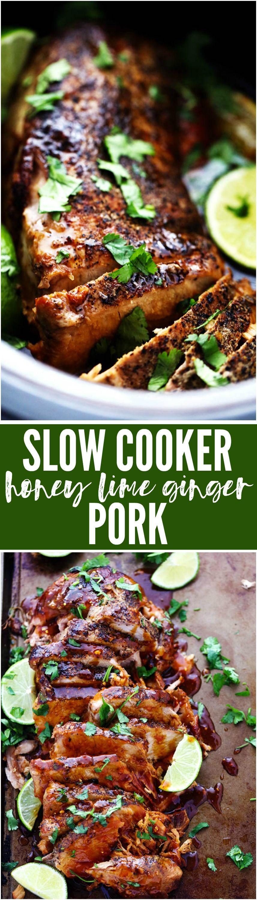 Delicious and tender pork cooked in the slow cooker with a honey, lime, soy, garli
