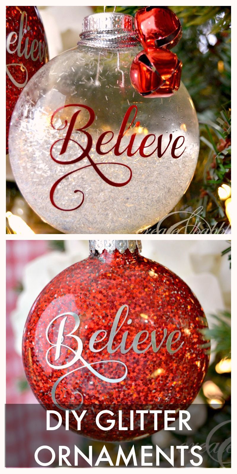 Easy DIY – How to make pretty Glitter Christmas Ornaments createandbabble.com