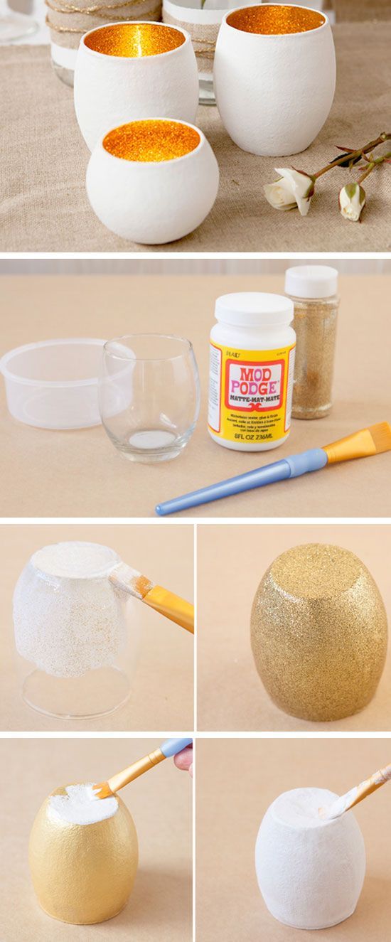 Golden Glass Votives | Click Pic for 22 DIY Christmas Gift Ideas for Mom | Handmad