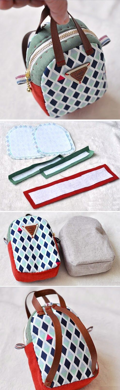 Make a Mini Back Pack Coin Purse and Key Chain. Sewing Tutorial in Pictures.  www.