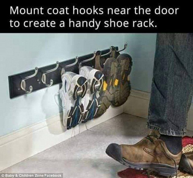 Neat and tidy: Install a coat hook low down on the floor in your hall and hang you