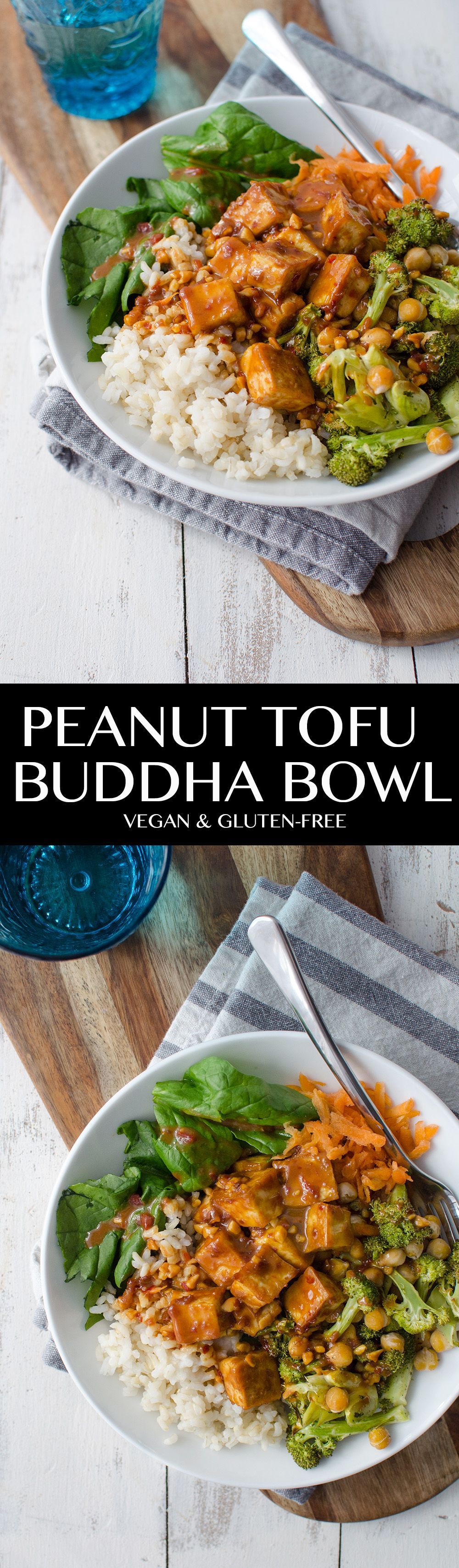 Peanut Tofu Buddha Bowl! A healthy lunch or dinner, perfect for the New Year! Brow