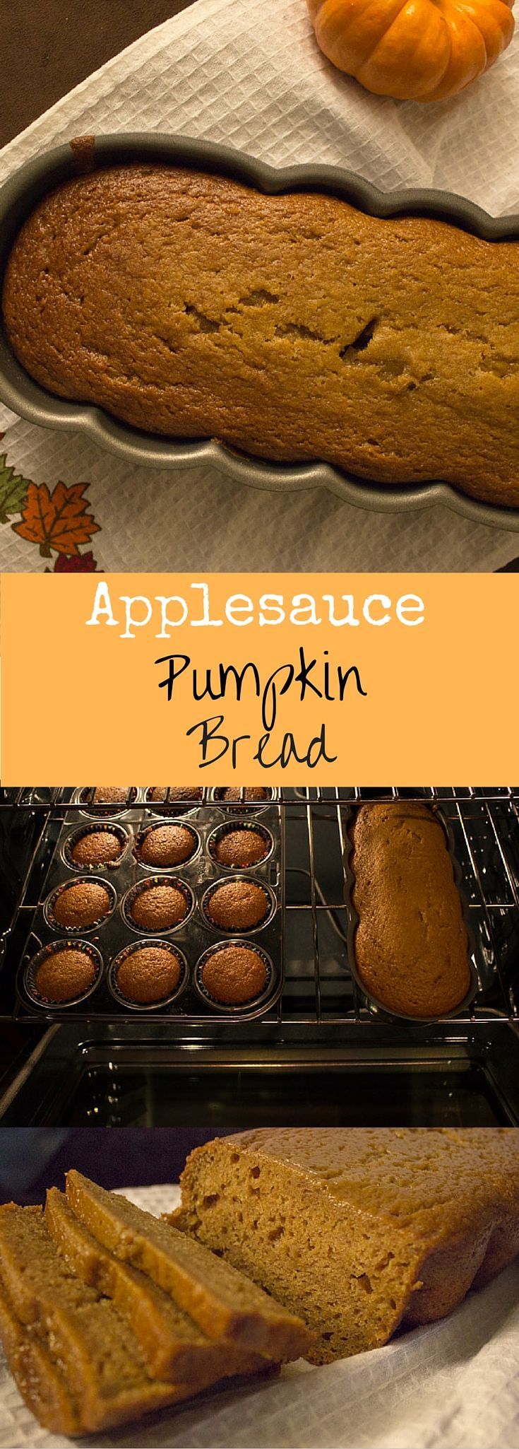 Pumpkin bread made a little healthier with applesauce instead of oil! The perfect