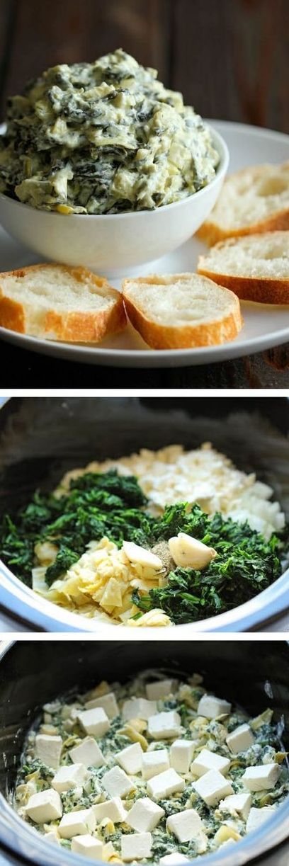 Simply throw everything in the crockpot for the easiest, most effortless spinach a