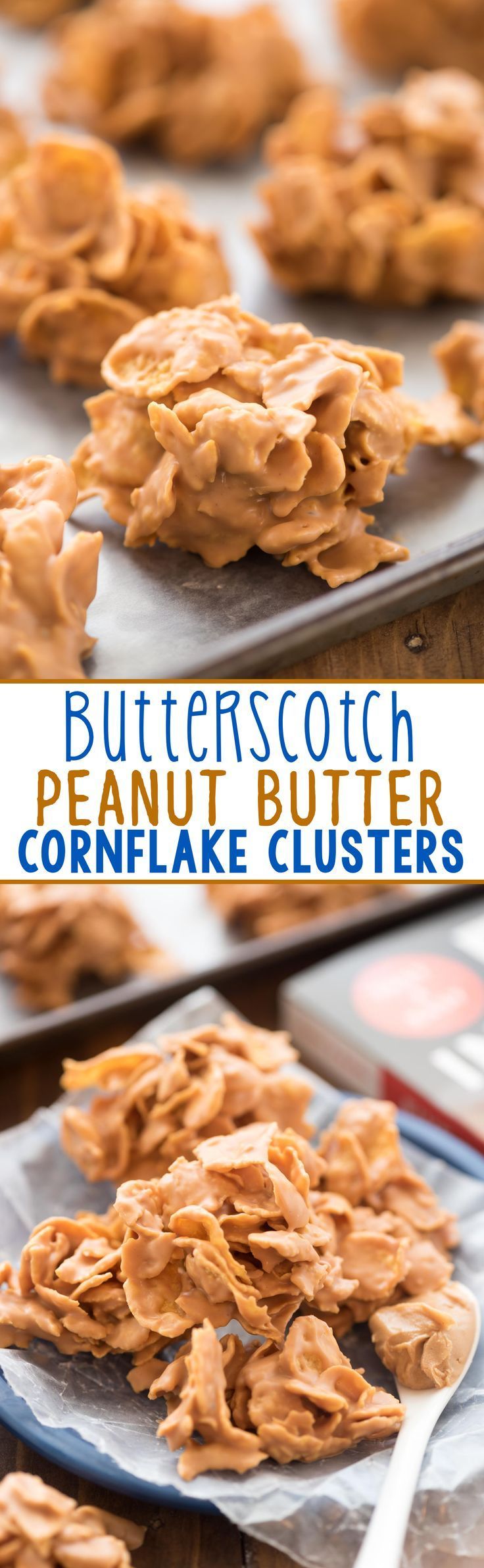 Butterscotch Peanut Butter Cornflake Clusters – this easy candy recipe has only…
