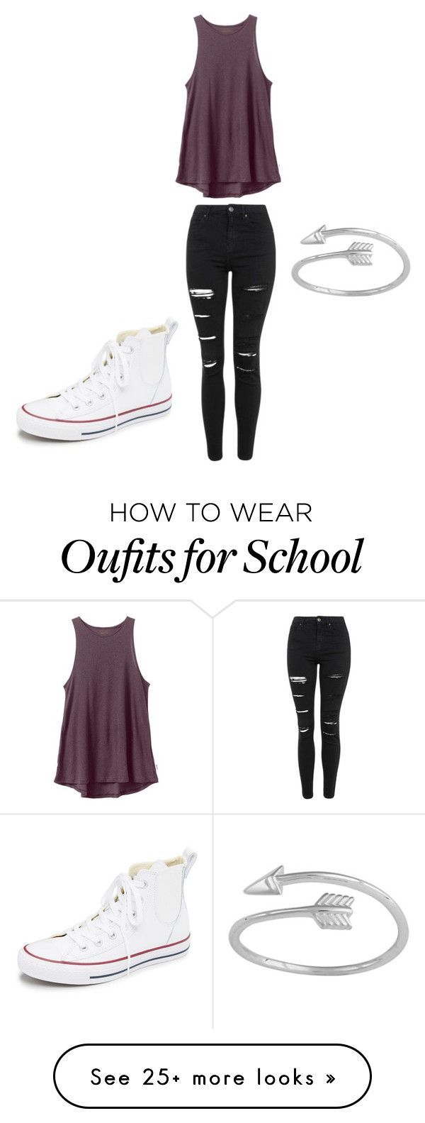“Casual school” by mirornelas on Polyvore featuring RVCA, Topshop, Conve