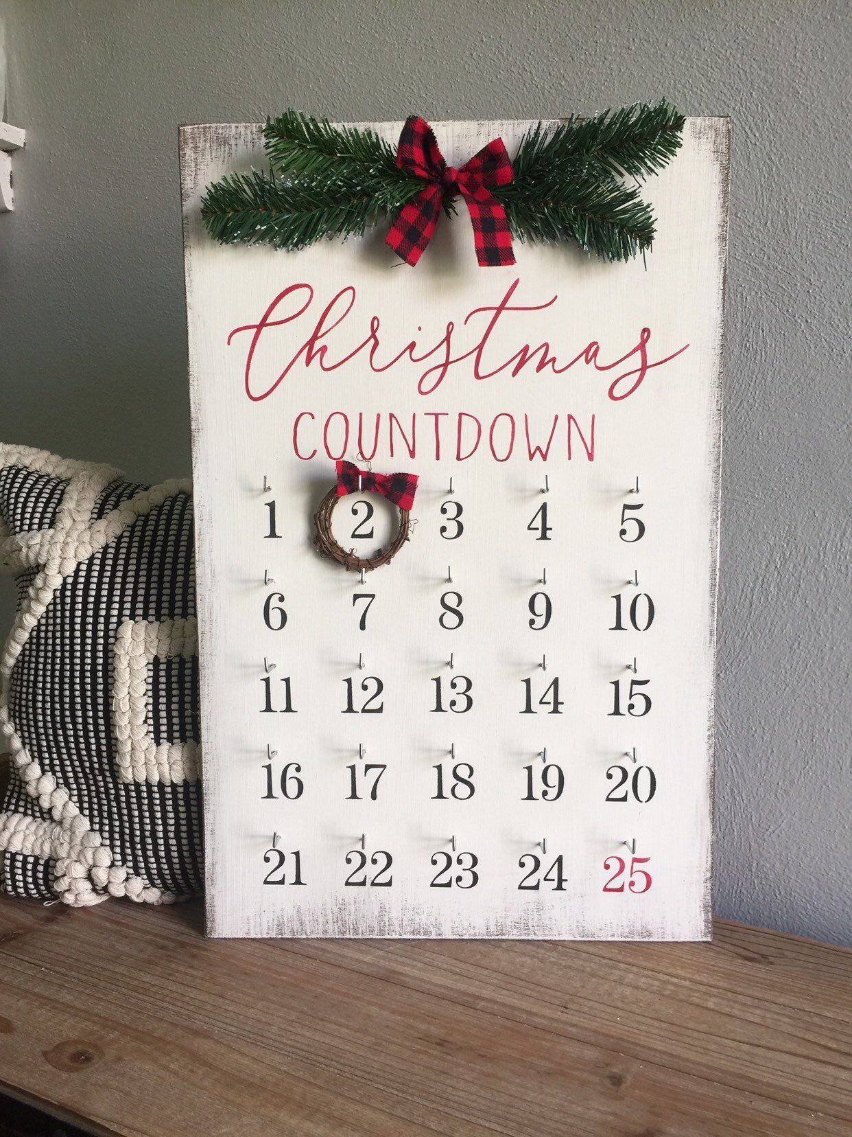Christmas decor, christmas countdown, christmas sign, farmhouse christmas, wooden sign, holiday decor, countdown sign, buffalo plaid decor -   Christmas Decorations, Indoor & Outdoor Ideas