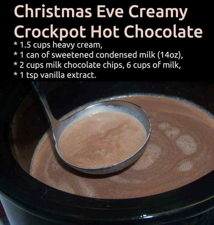 Christmas Eve Creamy Crock pot Hot Chocolate- 2 hours on low, string…