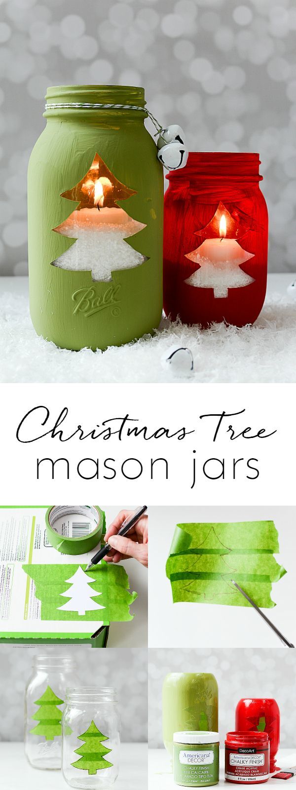 Christmas Tree Mason Jar Votive – Christmas Tree Cut Out Candles @Mason Jar Crafts