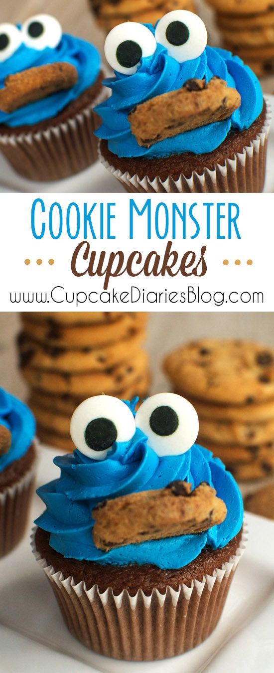 Cookie Monster Cupcakes – Perfect for a Cookie Monster or Sesame Street birthday p