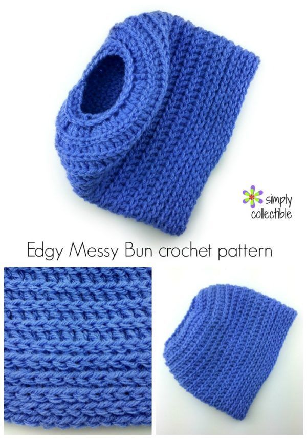 Edgy Messy Bun Hat crochet pattern by Celina Lane, SimplyCollectible…