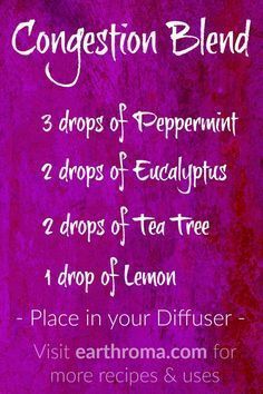 Essential Oil Congestion Blend Diffuser Recipe. 3 drops of Peppermint essential oi