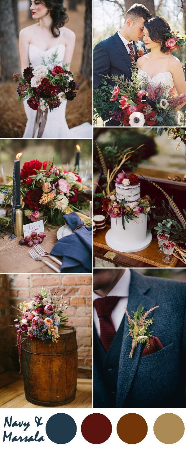 fall wedding inspiration | navy blue and marsala autumn color palette |
