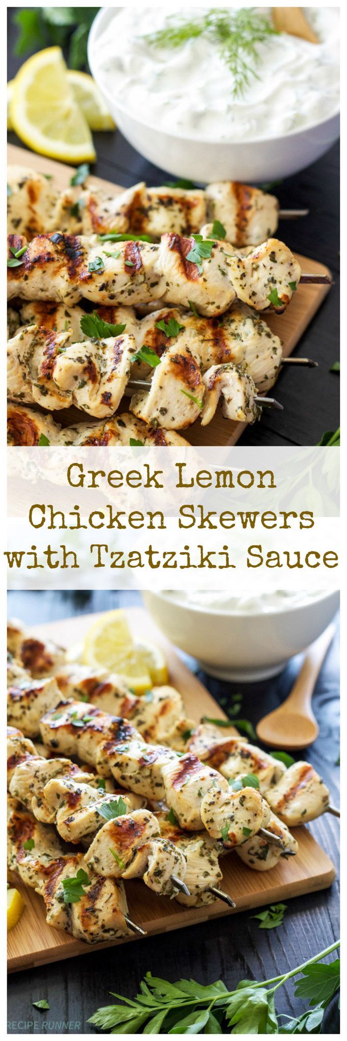 Greek Lemon Chicken Skewers with Tzatziki Sauce | Delicious and healthy Greek chic