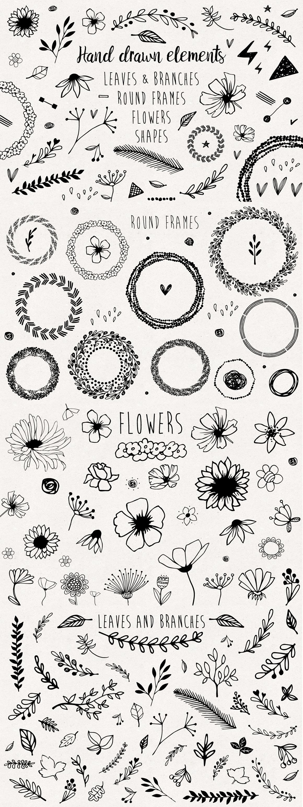 Hand drawn elements collection by mirabella.taide on @Creative Market