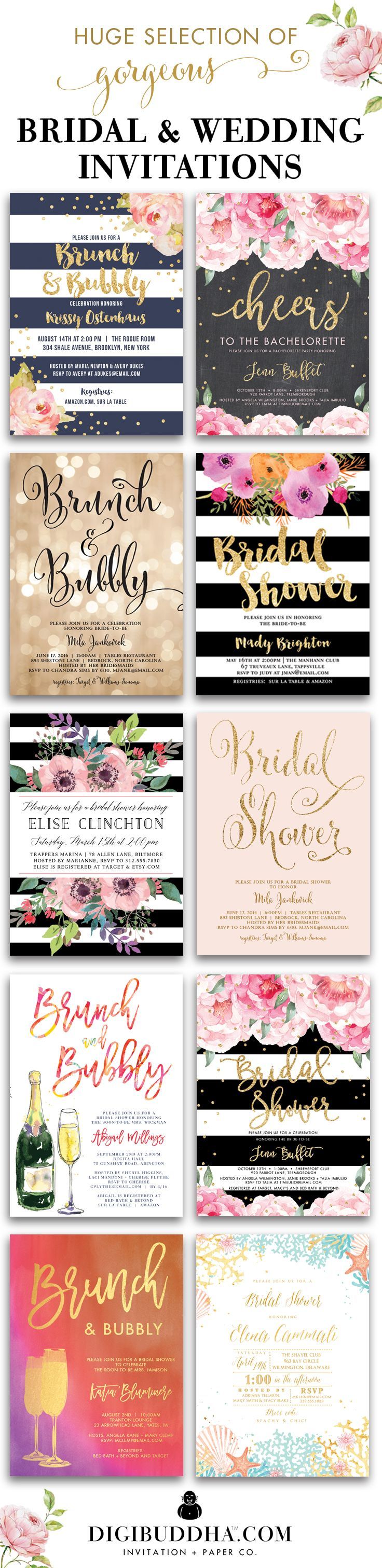 Huge selection of original trend-setting bridal shower invitations and wedding inv