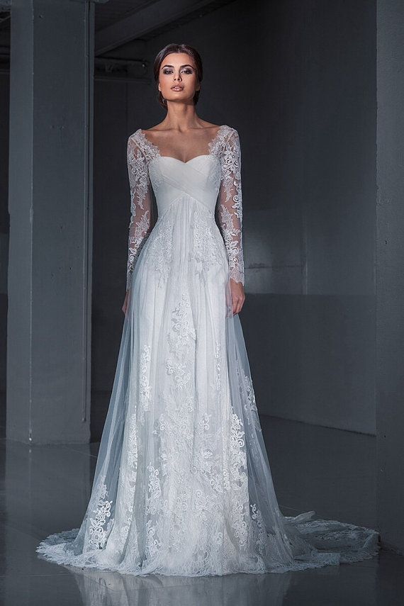 Lace wedding dress.Wedding dress. Long sleeves by AutumnSilkBridal