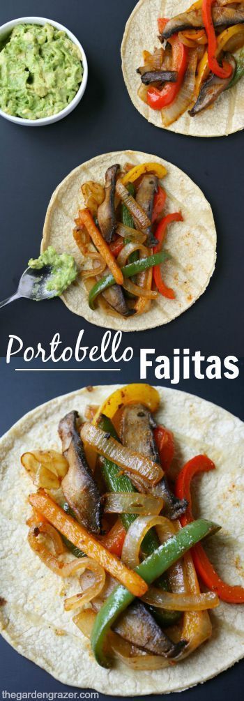 Quick and easy portobello fajitas! So simple to make, and great for weeknight meal
