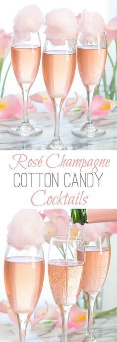 Rosé Champagne Cotton Candy Cocktails. You can make these with different champagn