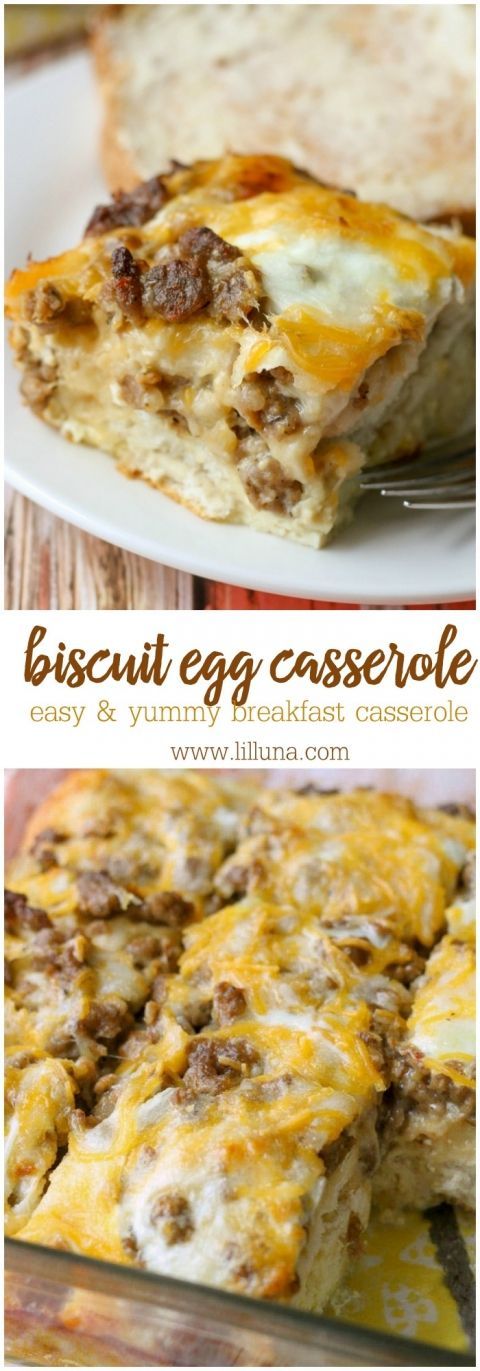 Simple and Delicius Egg Biscuit Casserole filled with Sausage, cheese and eggs. {