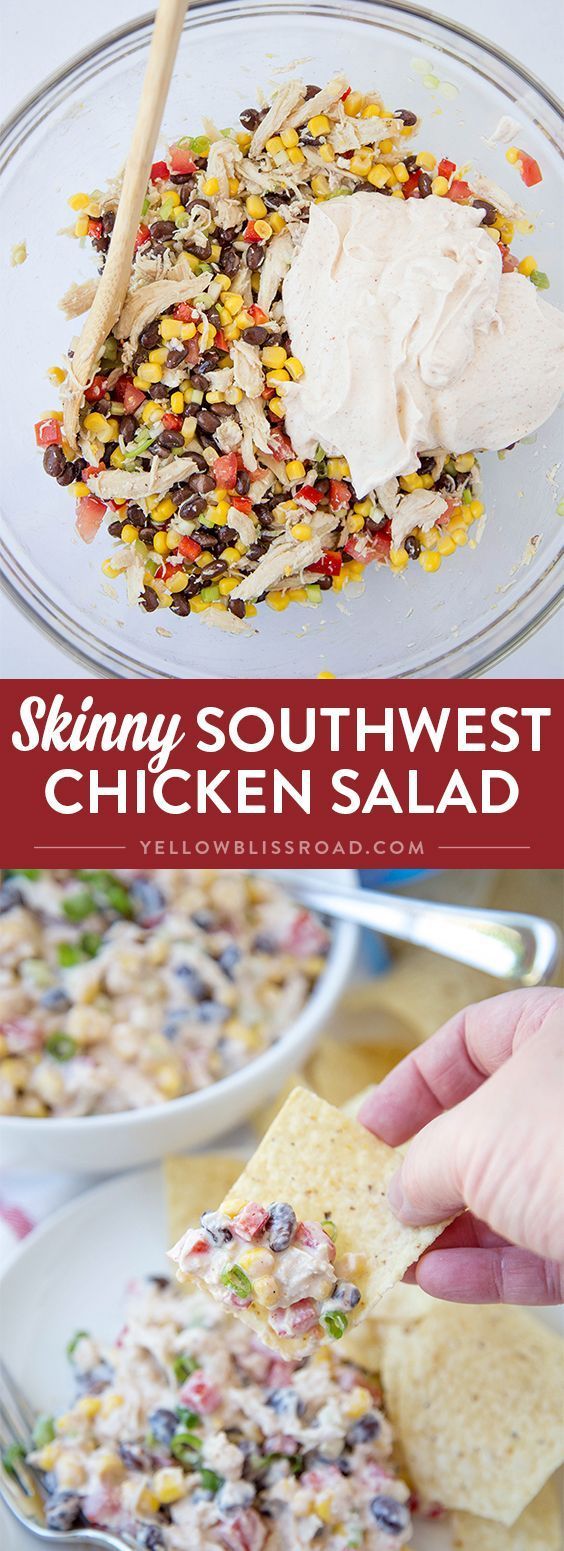 Skinny Southwest Chicken Salad – Made with tons of healthy veggies and a creamy an