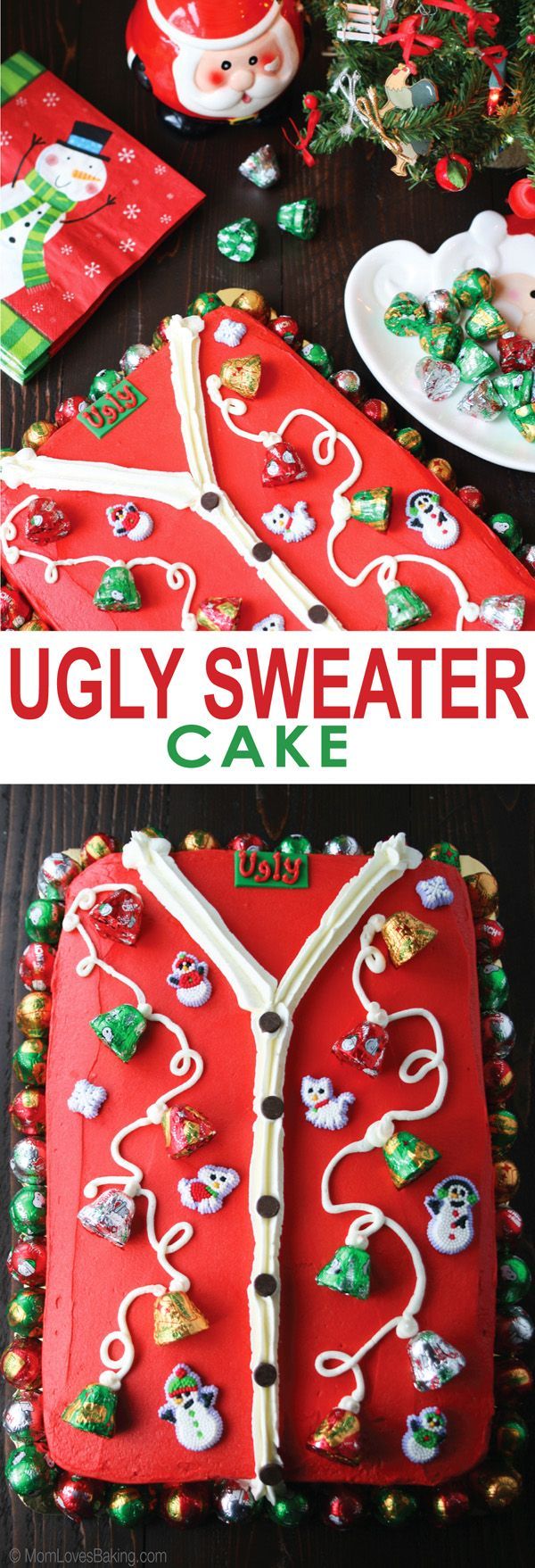 The perfect cake to take to your Ugly Sweater party. Its a yellow cake with b
