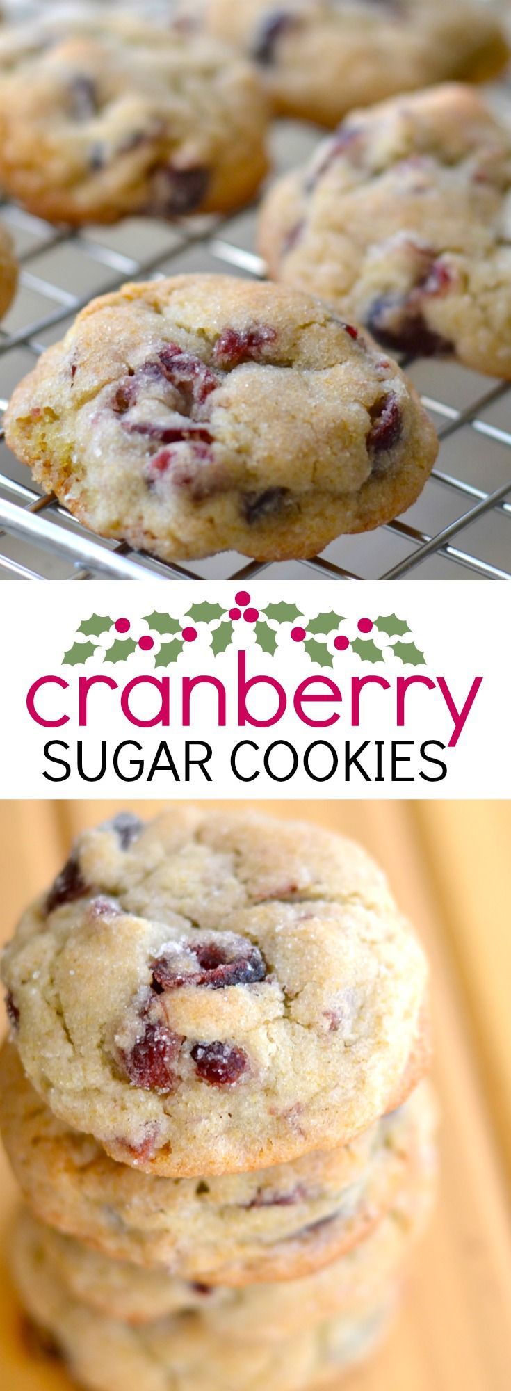 These soft cranberry sugar cookies are a delicious treat for Christmas or any time