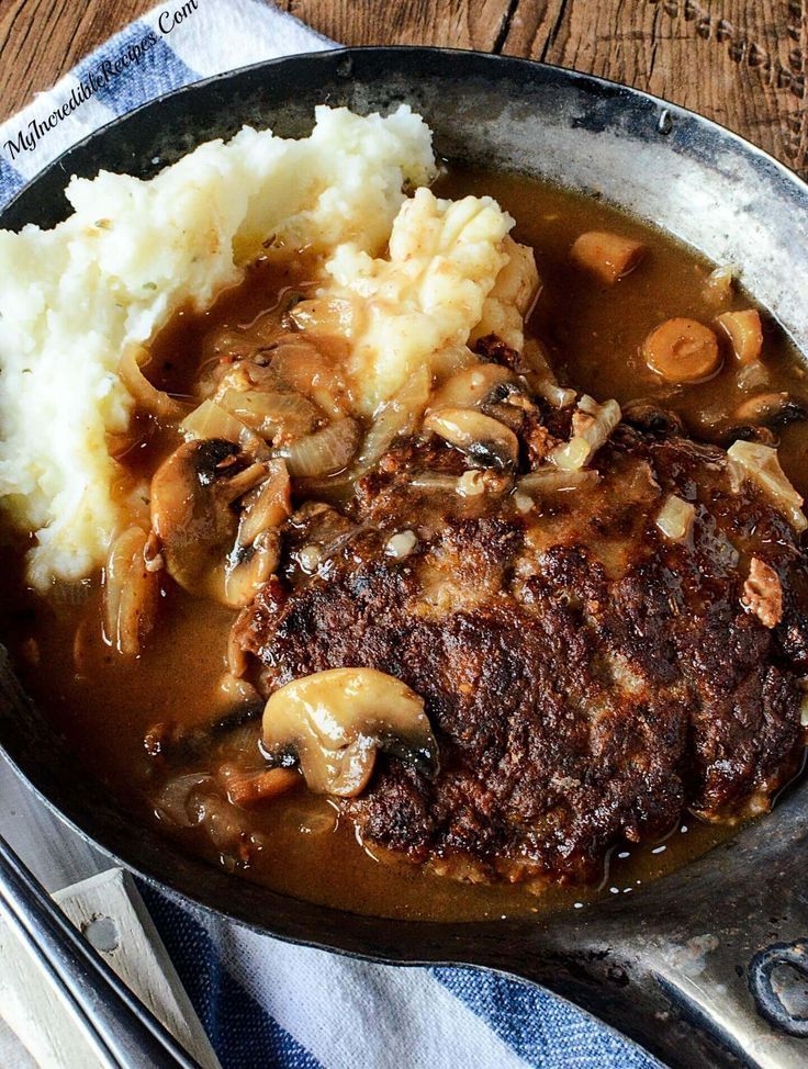 These Southern Hamburger Steaks with Onion Mushroom Gravy has the perfect combinat