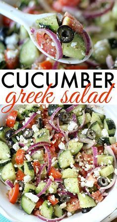 This Cucumber Greek Salad is light and refreshing, and full of healthy ingredients