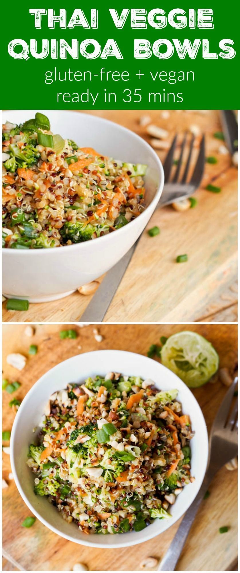This Thai Veggie Quinoa Bowl recipe is a perfect healthy one pot meal. Full of cru