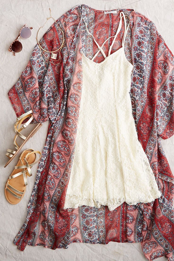 AEO Lace Cross-Back Dress, Cream Make a summer statement in #AEOSTYLE.