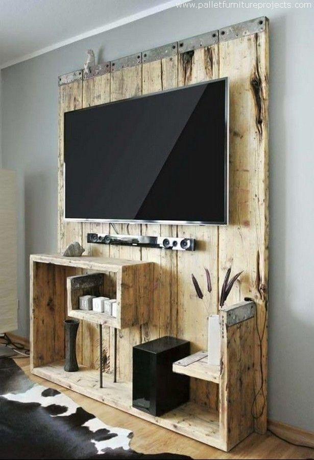 And finally call it wood pallet wall cladding, TV backdrop, wall shelf or…