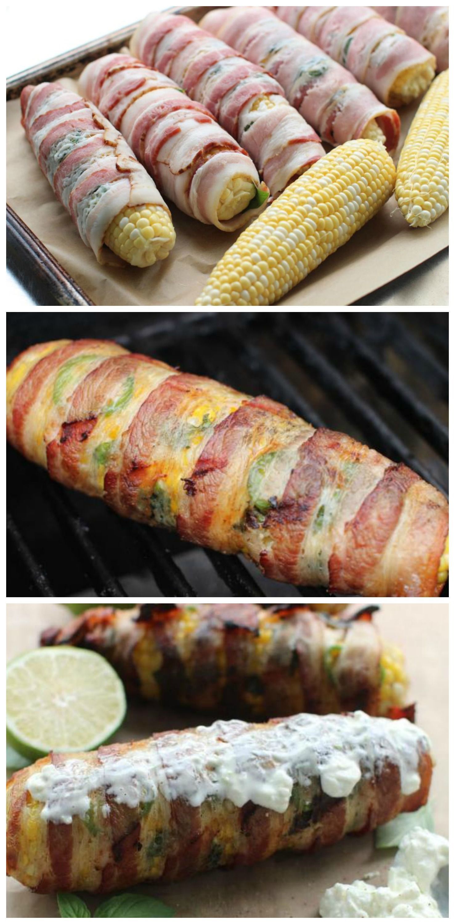 Bacon Wrapped Grilled Corn on the Cob.