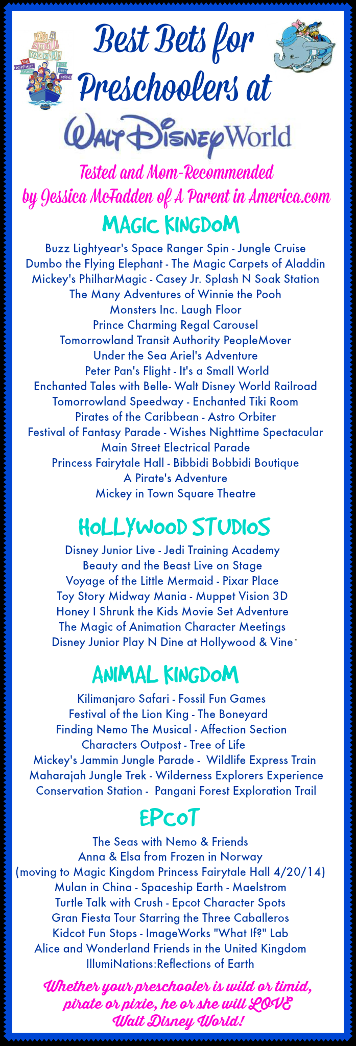Best Bets for Preschoolers at Walt Disney World #DisneyKids – A Parent in America