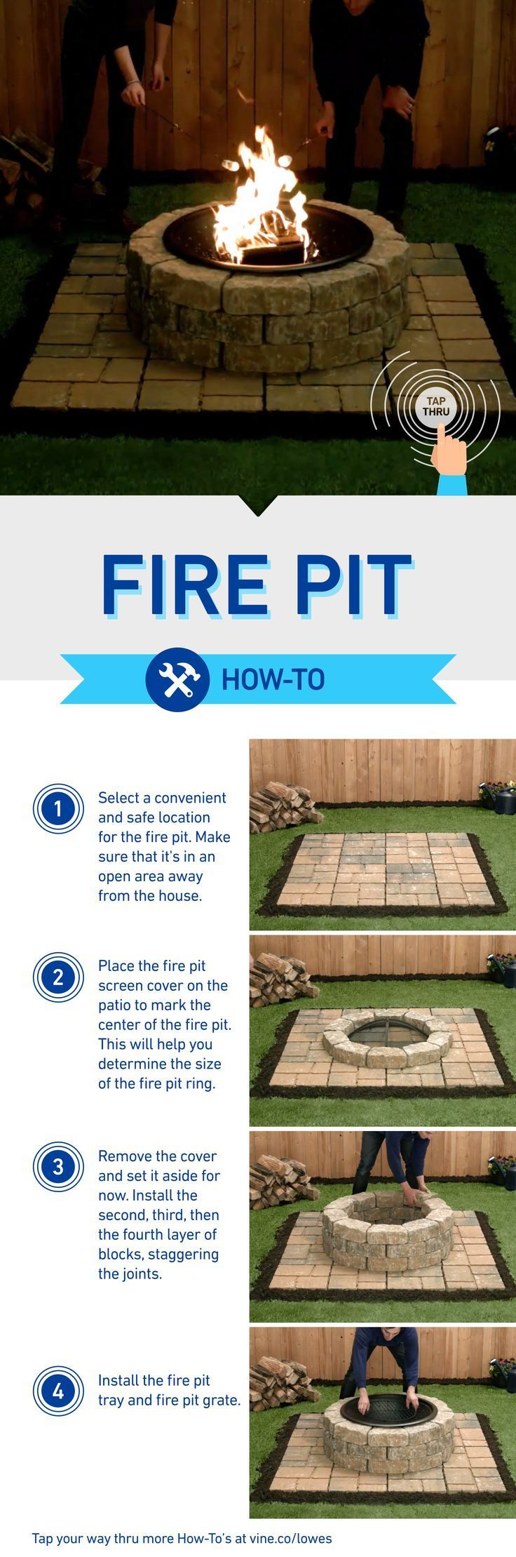 Build this DIY fire pit and then tap your way thru more how-tos at www.vine.co/lowes