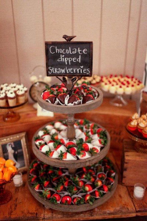 chocolate strawberries display dessert table / www.himisspuff.co…
