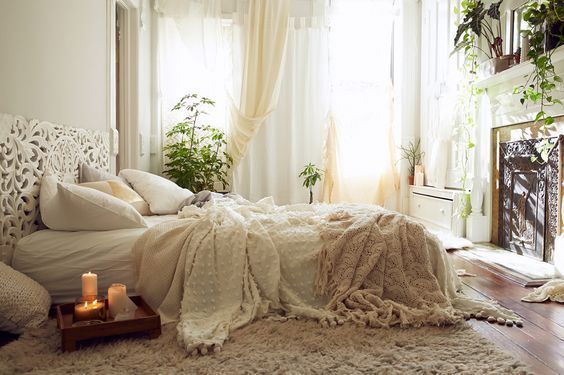 Cozy White Warm Bohemian Bedrooms …..