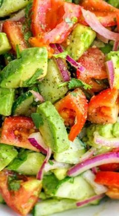 Cucumber Tomato Avocado Salad – healthy, vegetarian, gluten free, vegan, paleo salad recipe!